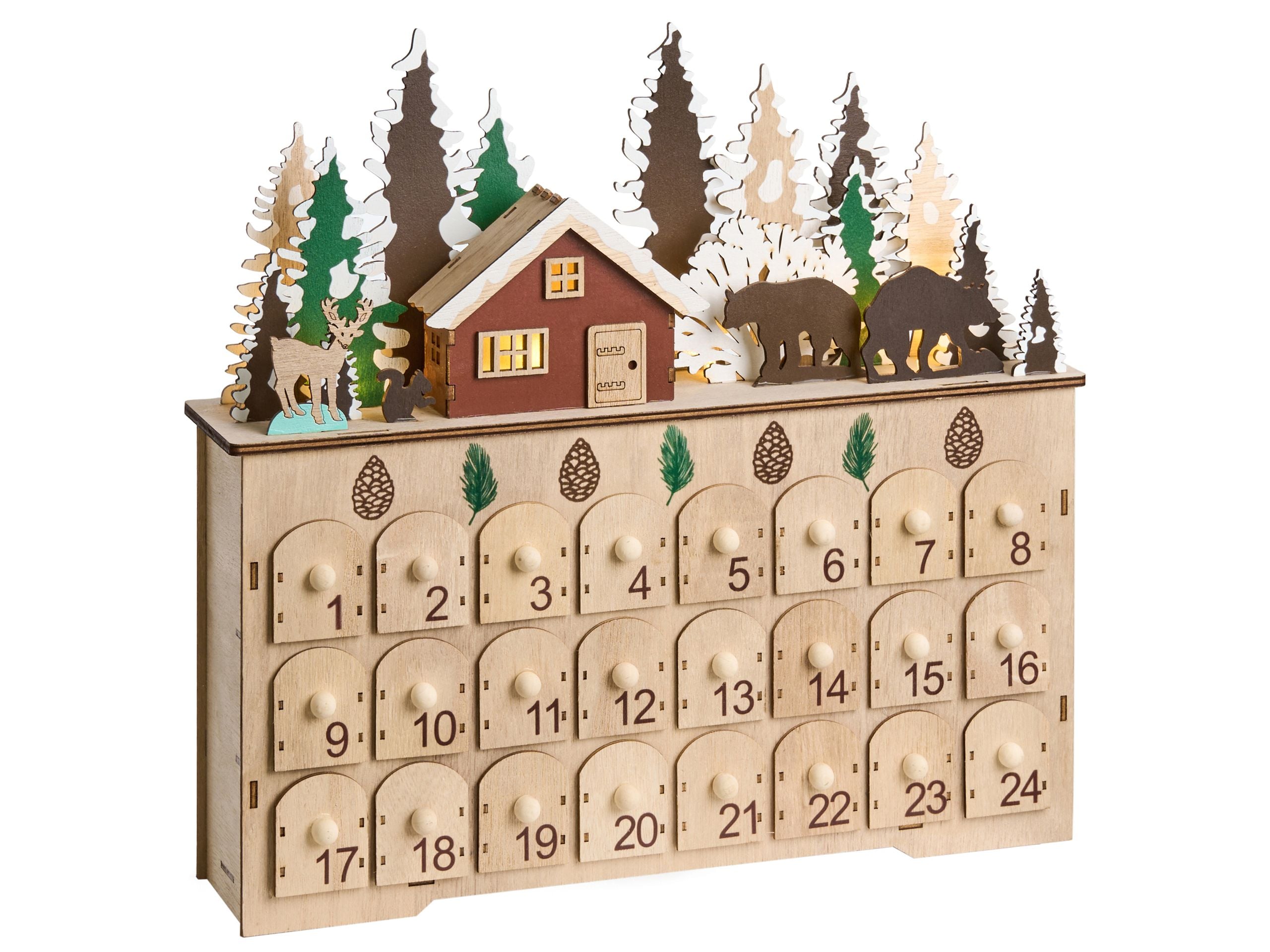 Decoración de navidad LED helin 33 cm calendario de adviento marrón claro