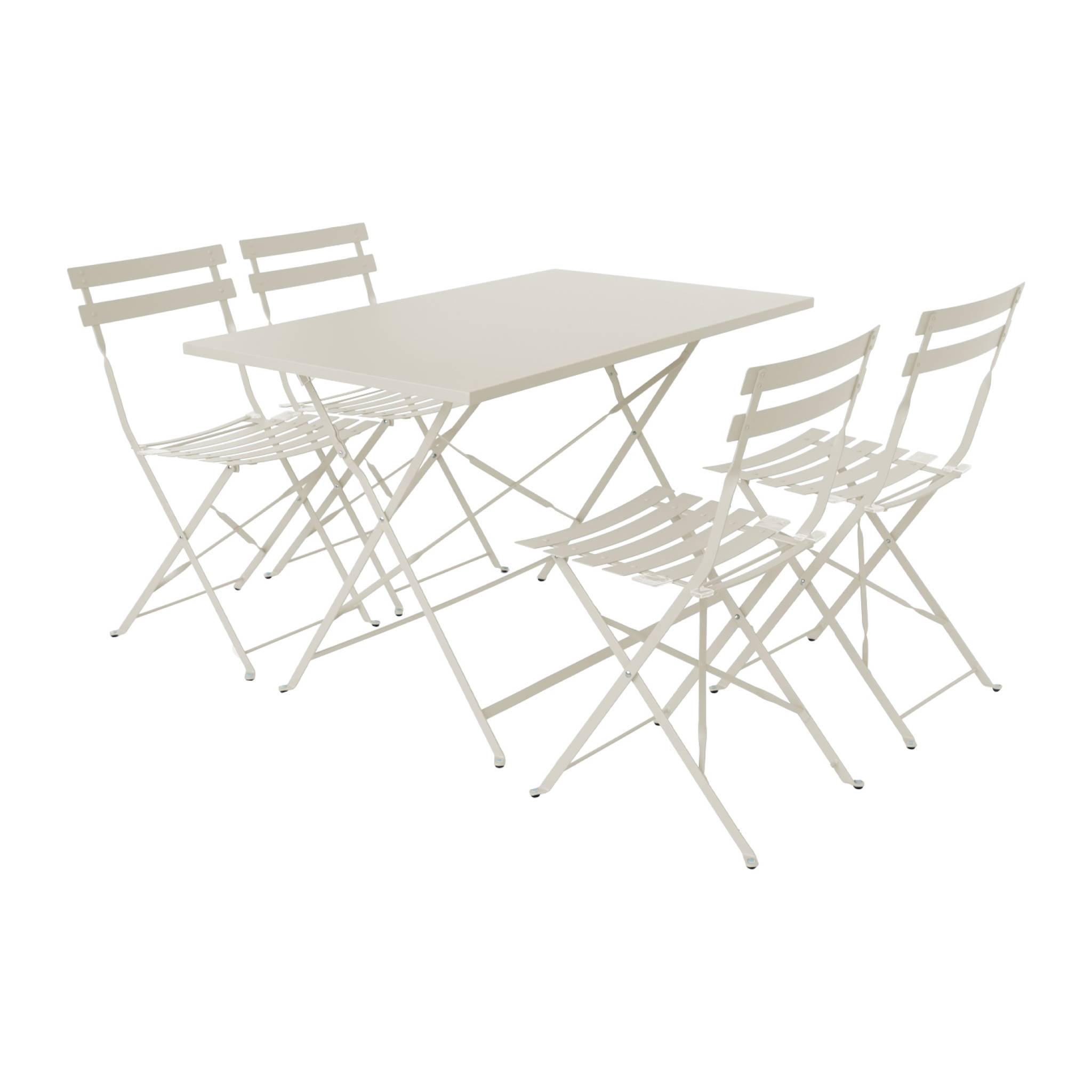 Set mesa de jardín bistró plegable de acero con 4 sillas, 110cm, emilia,