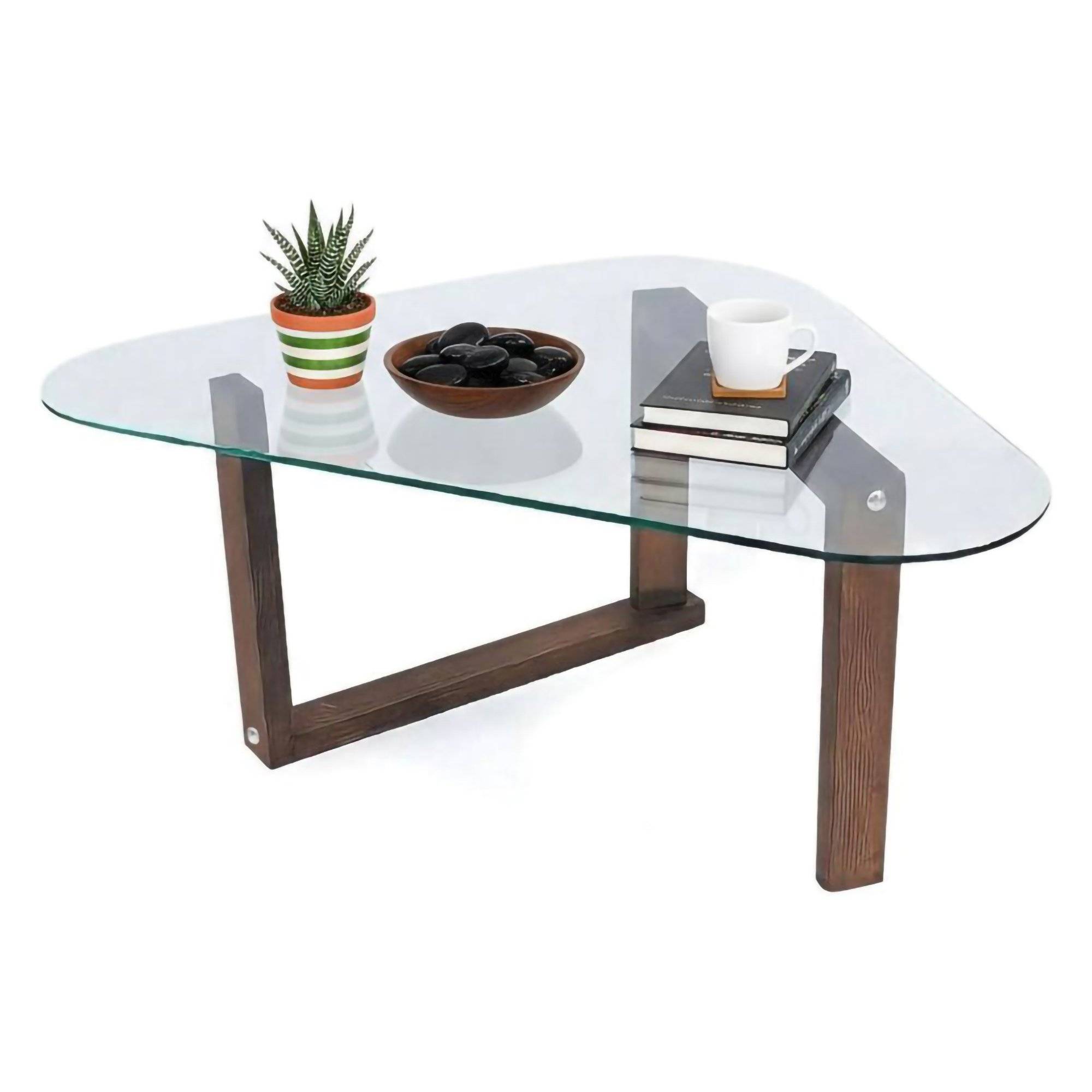 Mesa de centro eufrasia, ovalada, madera maciza nogal marrón