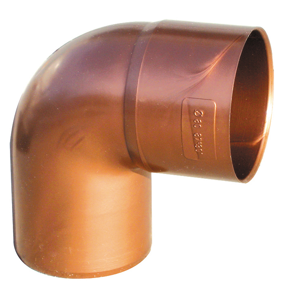 Codo de bajante pvc 87º color cobre