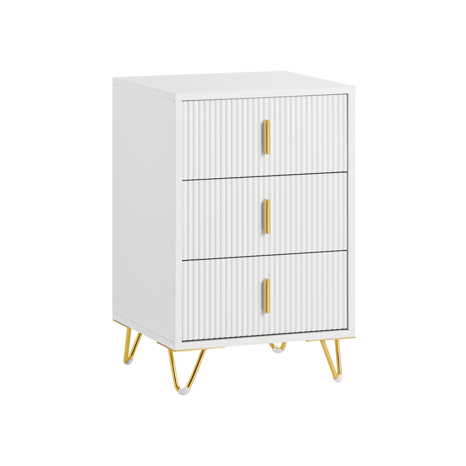 Sobuy mesita de noche con 3 cajones mesa auxiliar blanca 45x35cm