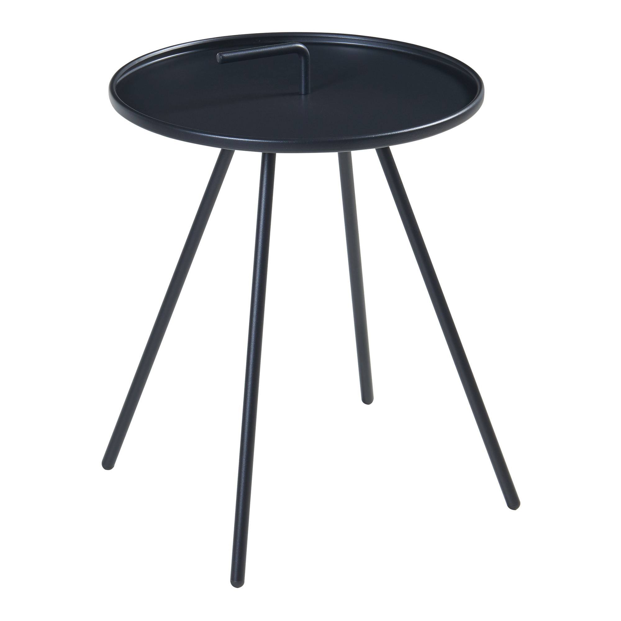 Mesa terraza fosen redonda con asa acero - negro [en.casa]