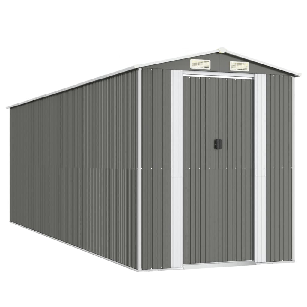 vidaXL cobertizo de jardín acero galvanizado gris claro 192x606x223 cm