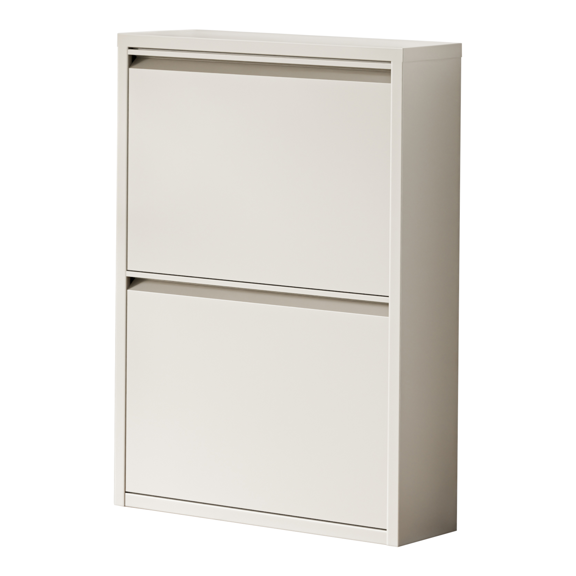 Zapatero sokndal con 2 puertas 71x50x15 cm metal - blanco roto [en.casa]