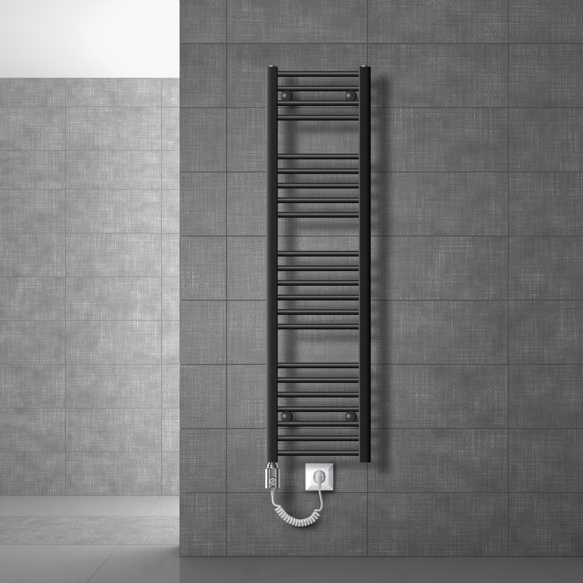 Radiador de baño sahara 300x1400 antracita recto 1200w ecd geramny