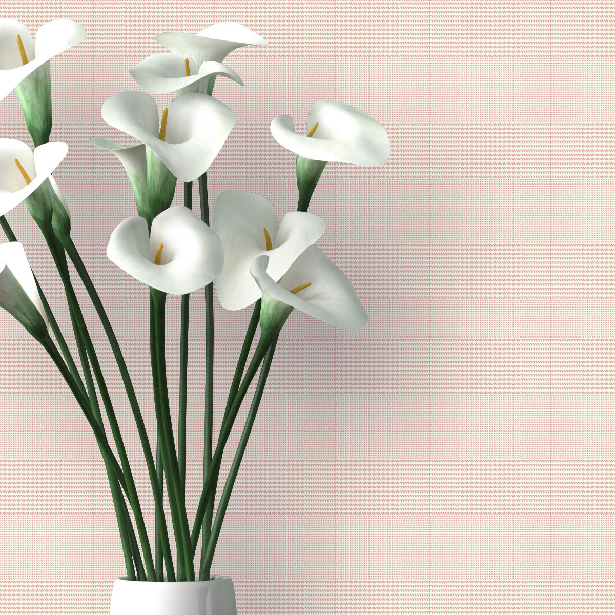 Papel pintado tnt con efecto textil pata de gallo rosa