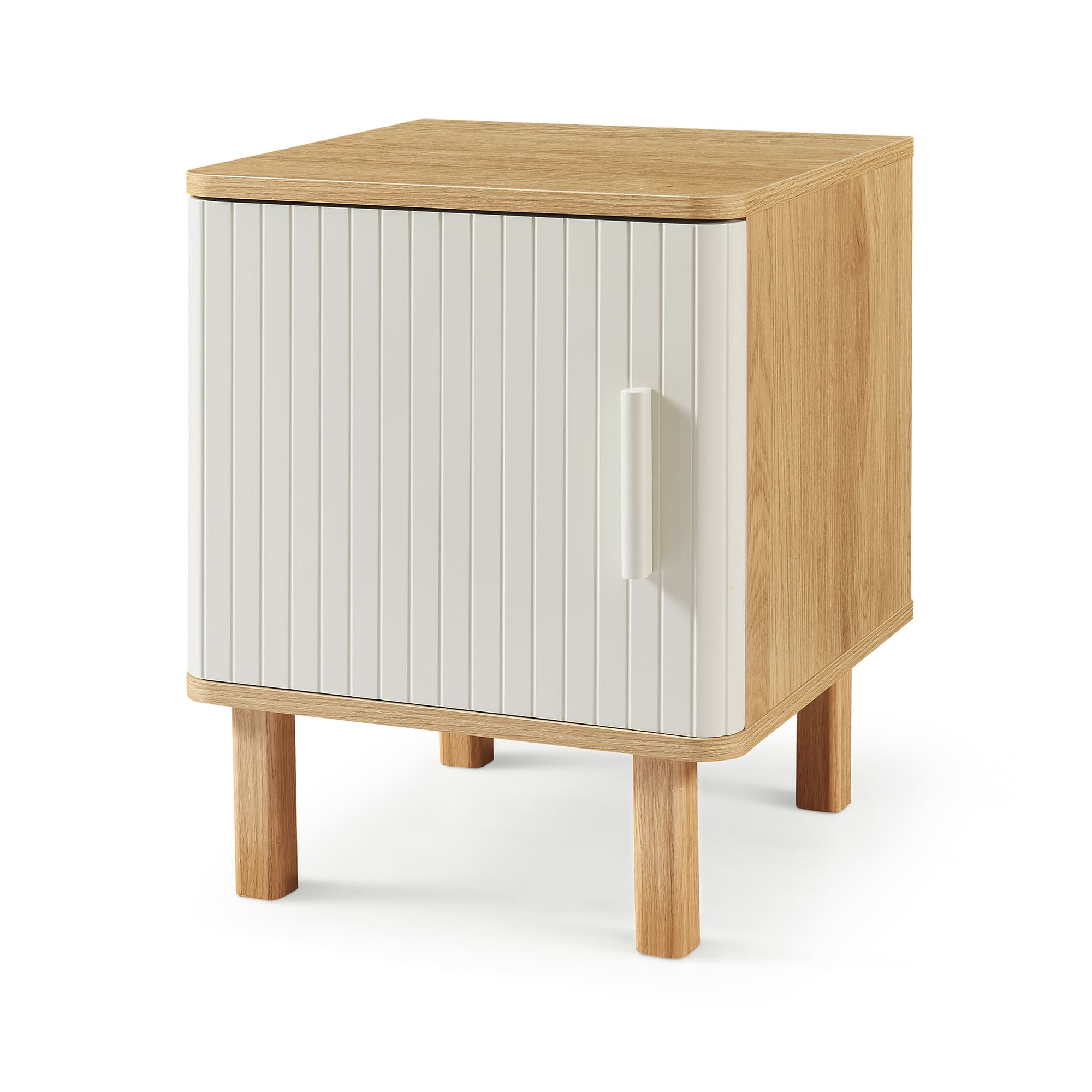 Mesita de noche ferrersp 2 compartiemntos mdf 50x40x40cm - roble/arena