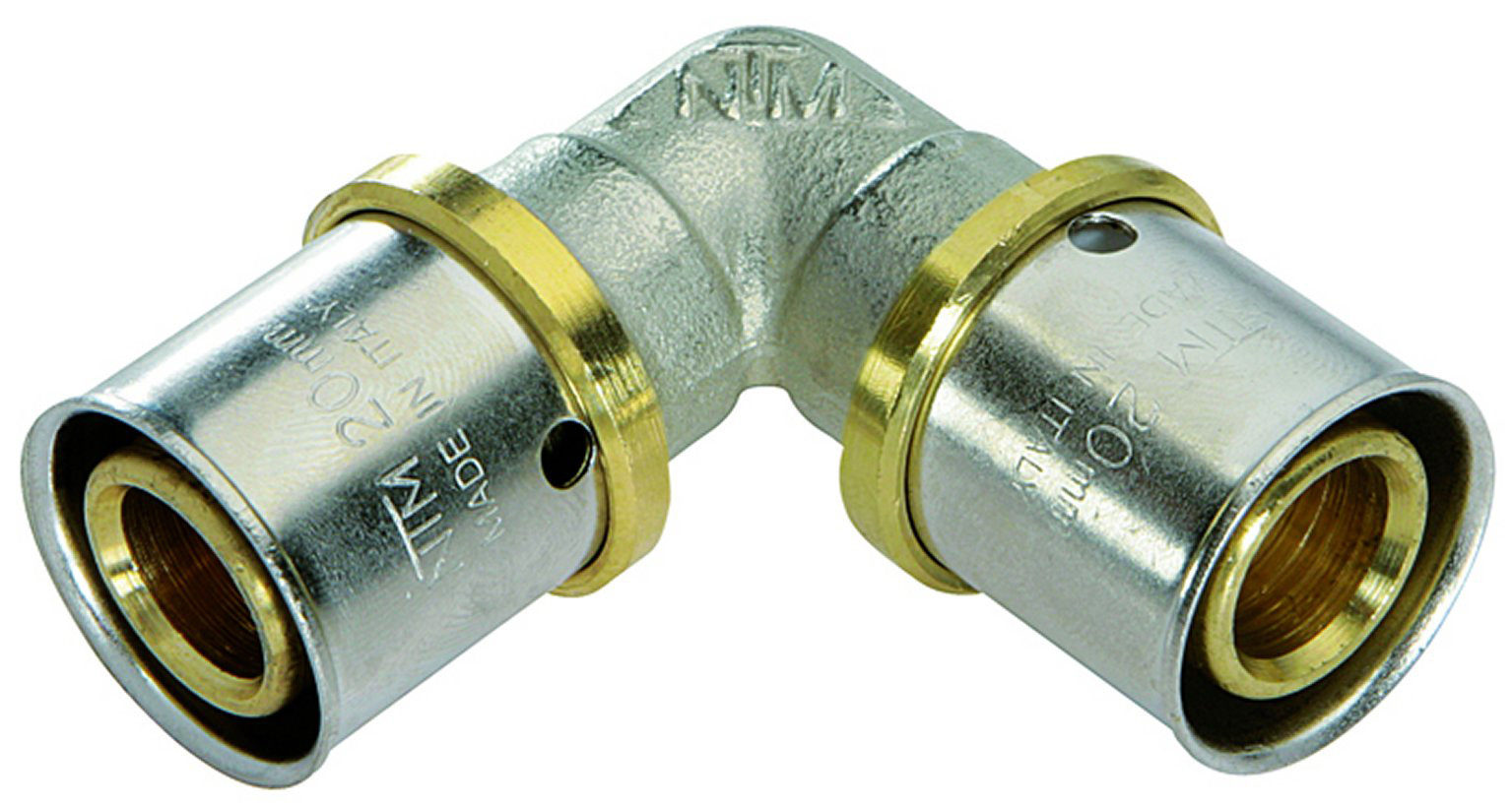 Racor acodado de 90° de latón d.20 para tubo multicapa