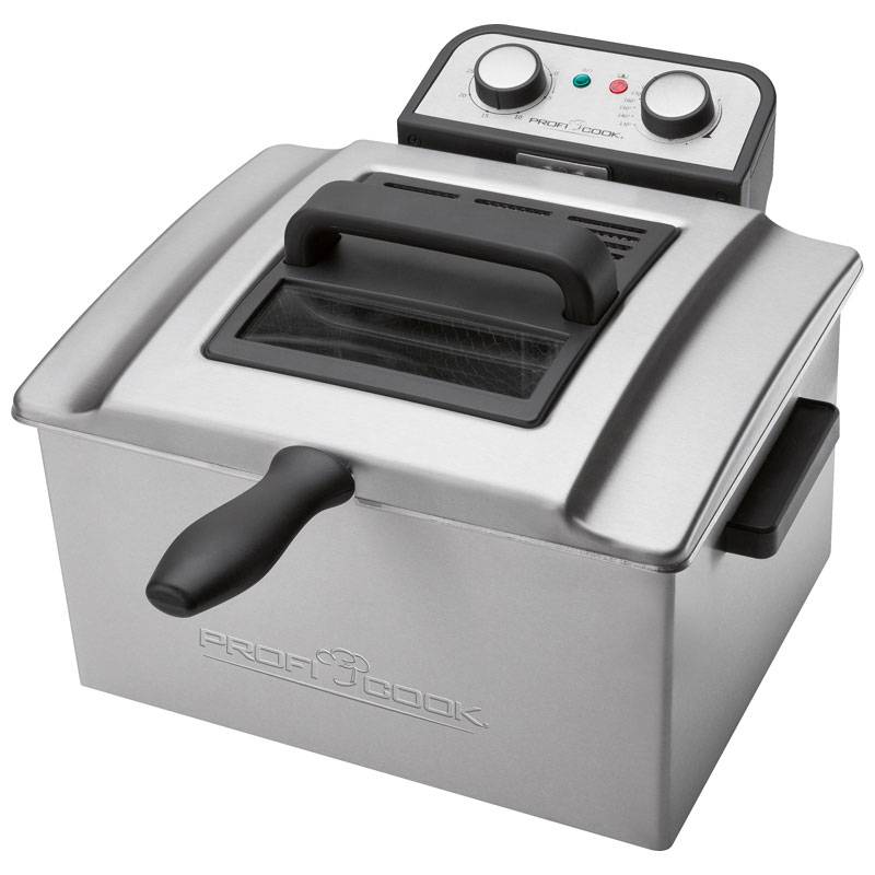 Freidora eléctrica doble, 5 l, acero inoxidab proficook fr 1038 negro/plata
