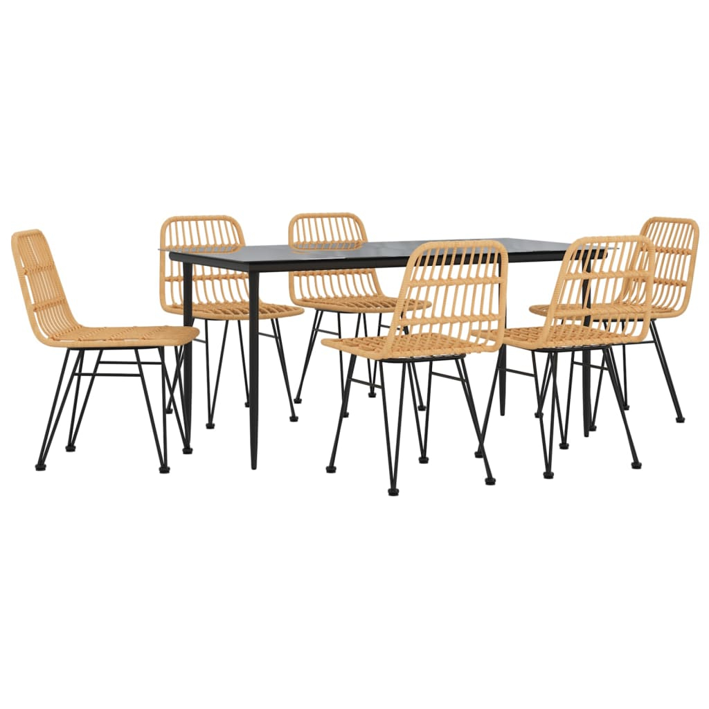 vidaXL juego de comedor de jardín 7 piezas ratán sintético