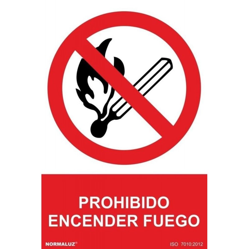 Señal prohibido encender fuego PVC 0,7mm rd41001