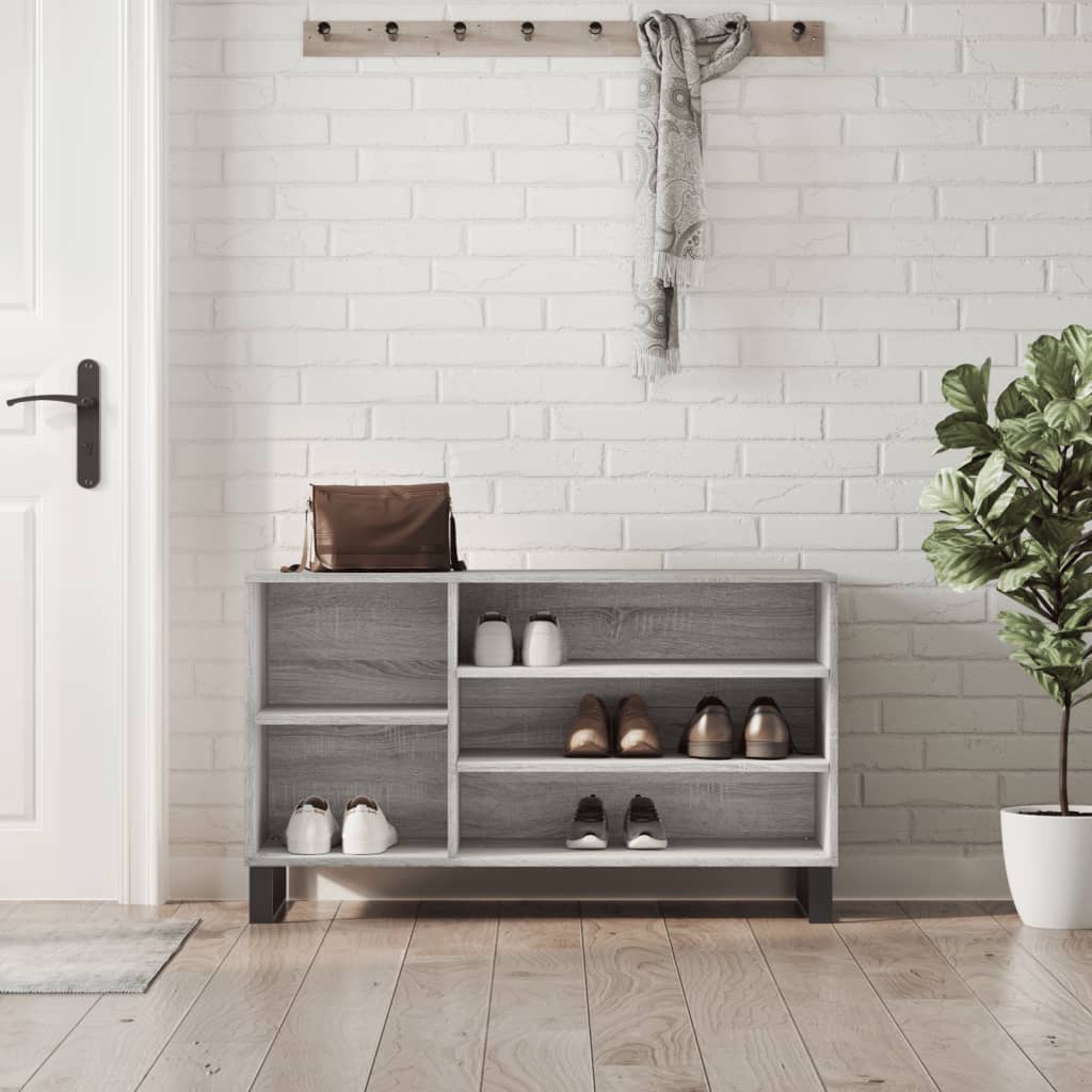 Mueble zapatero madera contrachapada gris sonoma 102x36x60 cm esxt6698