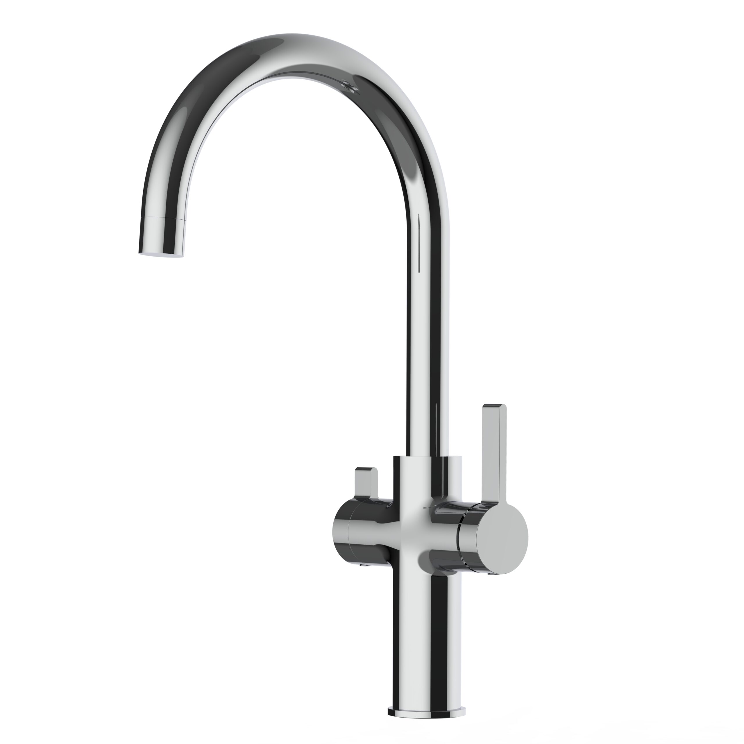 Grifo de cocina 3 vías cromado Serie FC caño alto U giratorio 360°