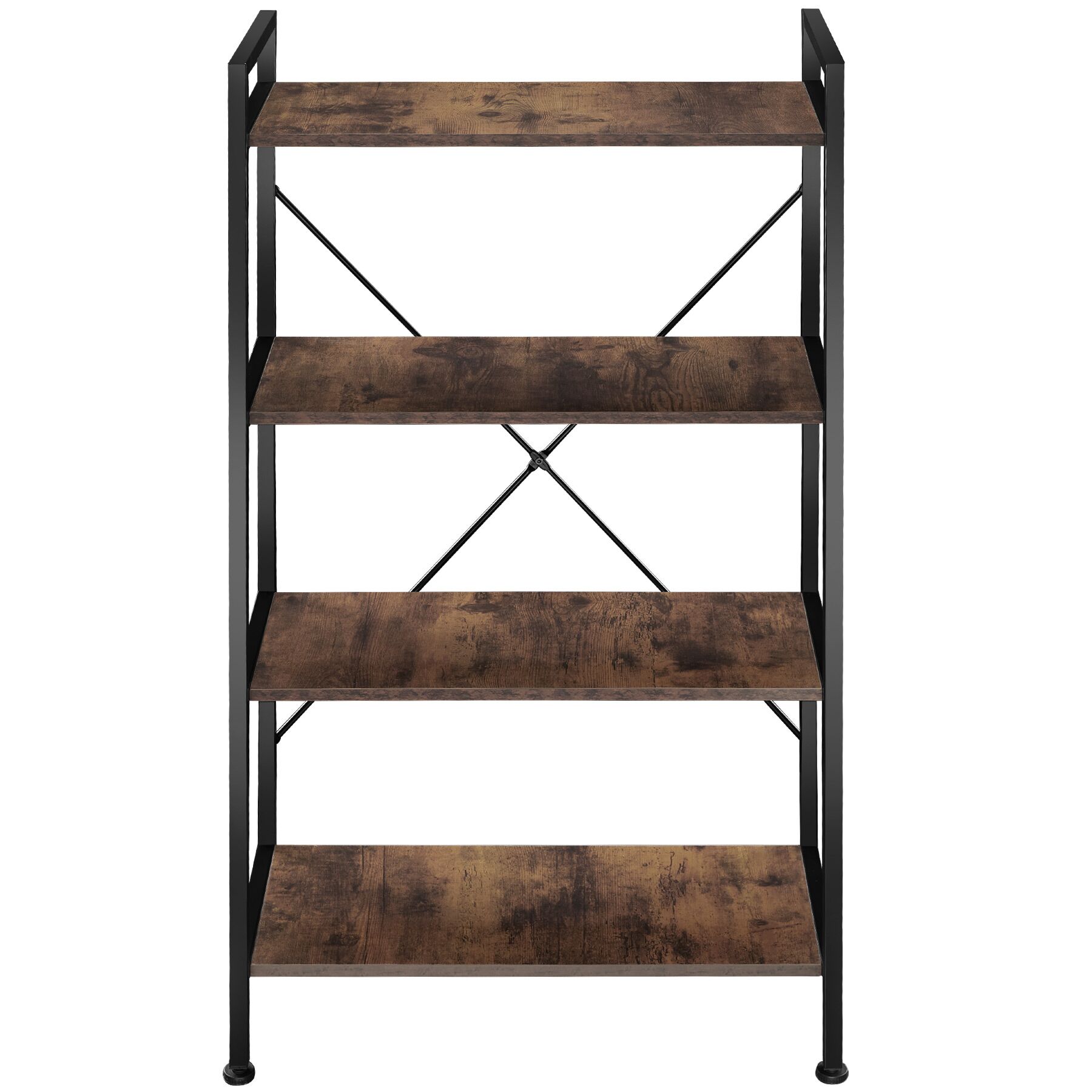 Estantería industrial, 4 estantes 67,5 x 31,5 x 121,5 cm madera oscura