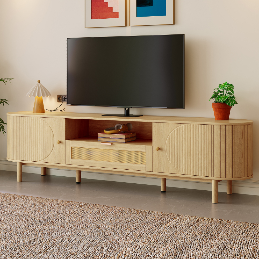 Mueble de tv con 2 puertas y 1 cajón natural 51x175x36cm