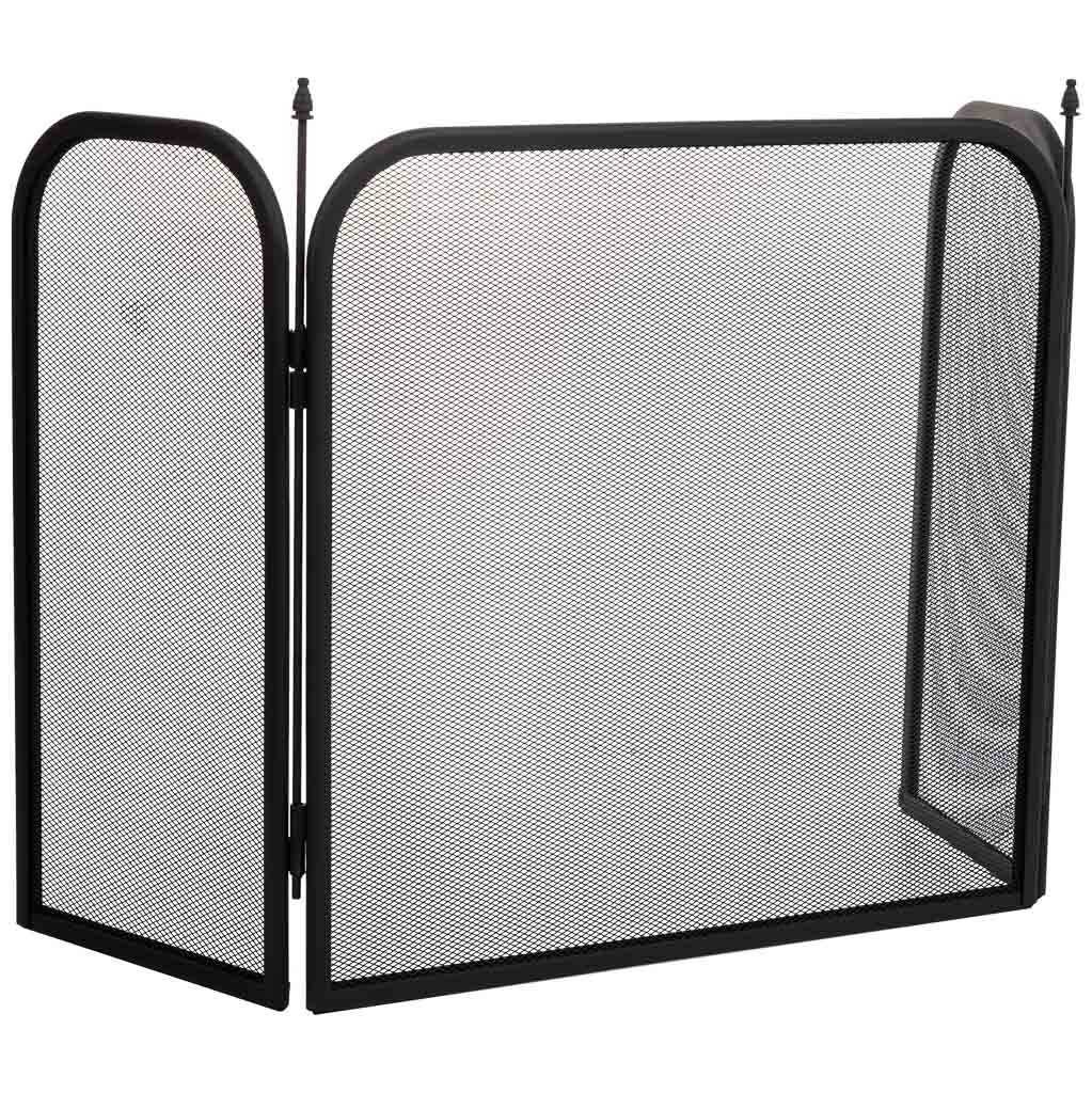 Pantalla de protección para chimenea de metal negro 97x02x53h cm