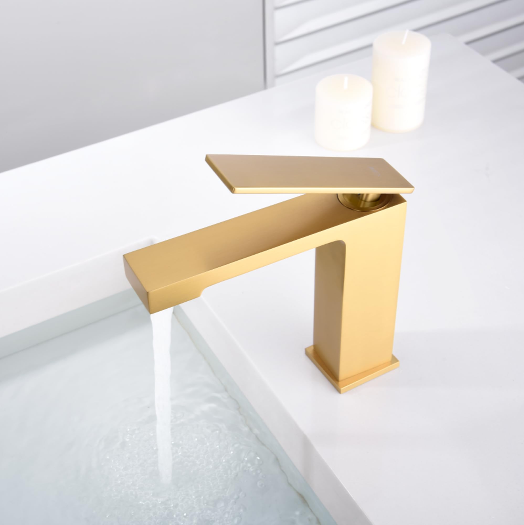 Imex - grifo monomando lavabo caño bajo oro serie pisa