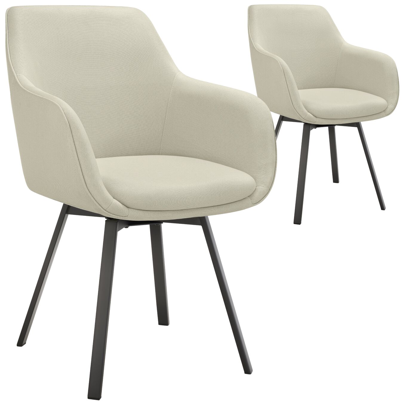 Set de 2 sillas giratorias con reposabrazos y tapizada beis grisáceo