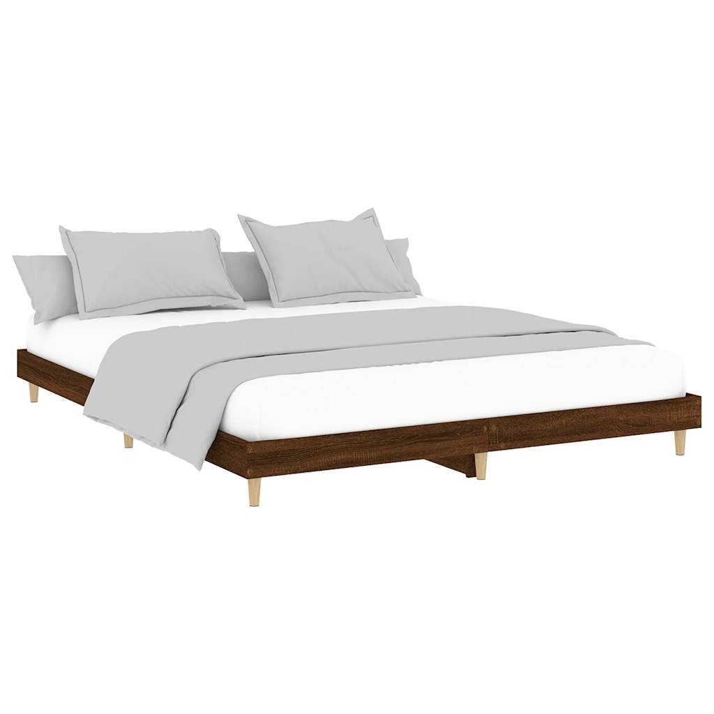 vidaXL estructura de cama sin colchón madera marrón roble 120x200 cm