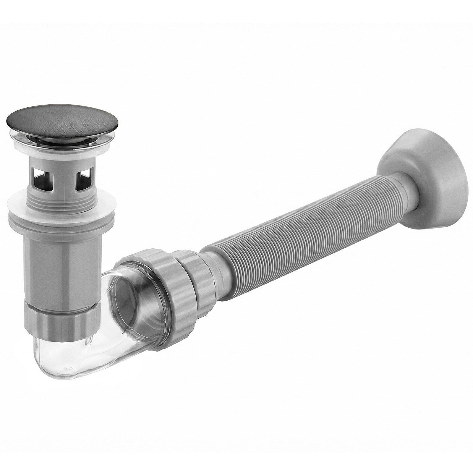 Rea sifón de lavabo klik-klak universal flow titan, 93x6,6x11,8 cm