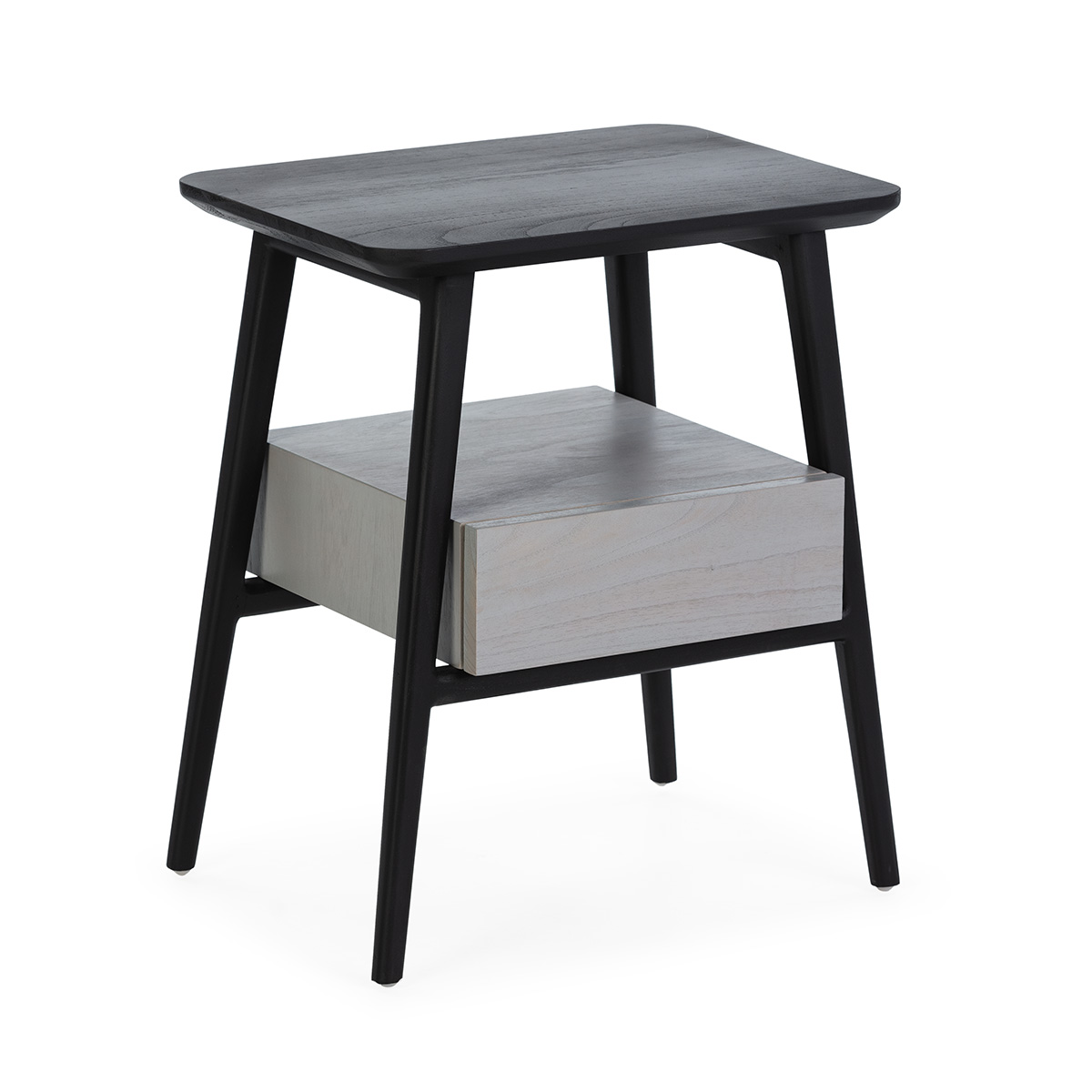 Mesita de noche 50x38x60 madera negro, patina gris