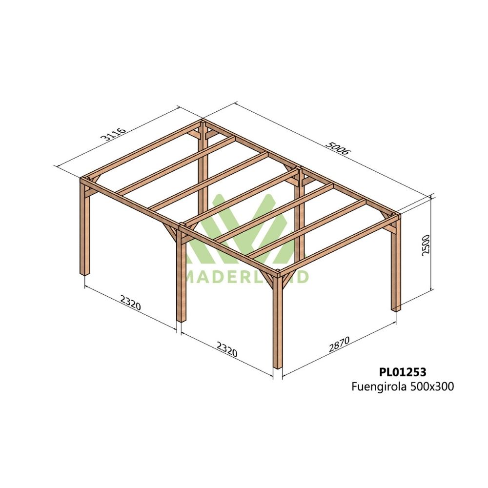 Pérgola de madera laminada - fuengirola 500x300cm (maderland)