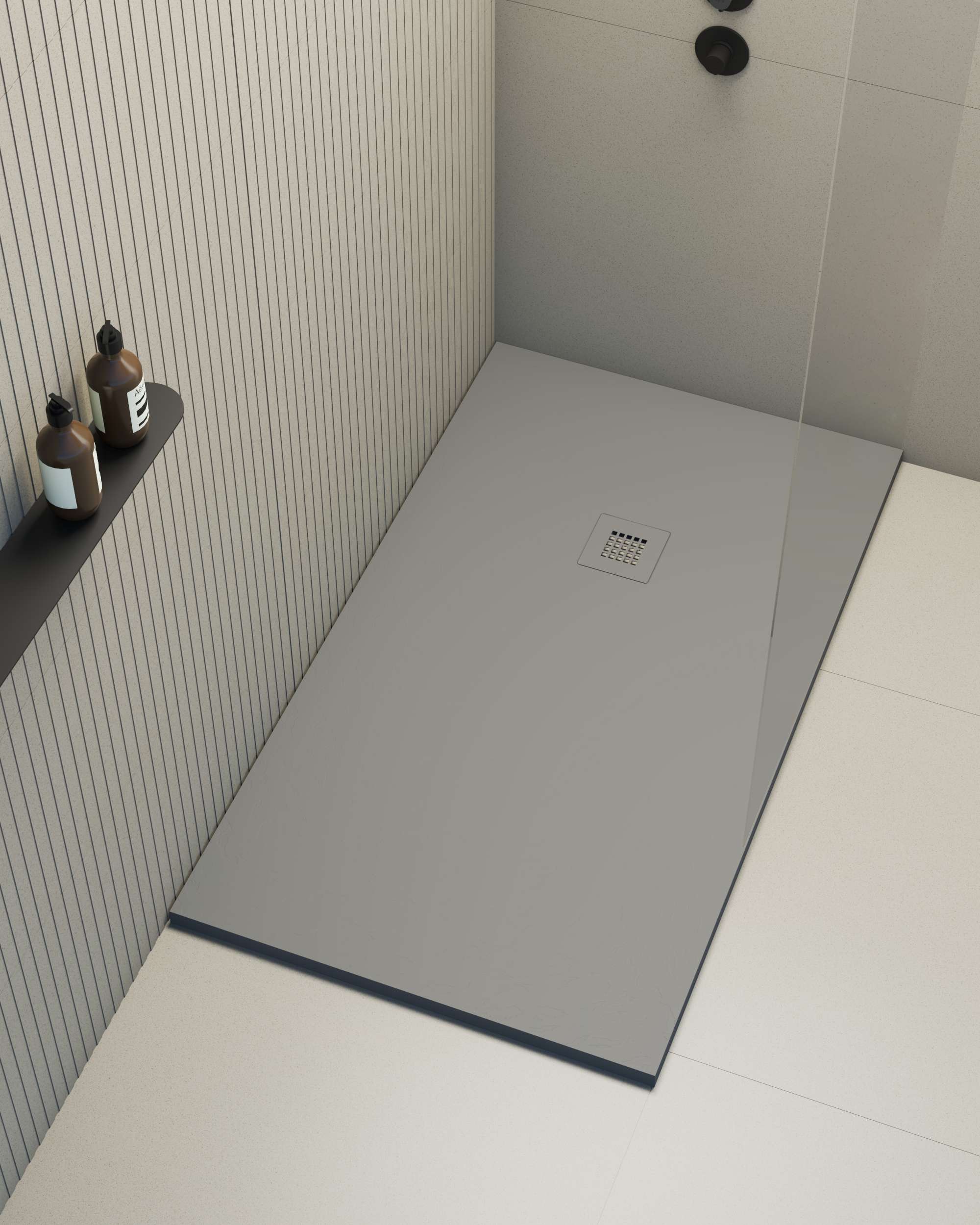 Plato de ducha poaLGi - 75x130 cm - gris - extraplano, antideslizante