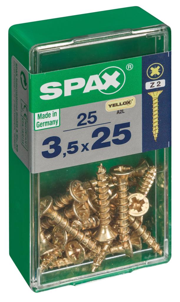 Caja 25 unid. Tornillo madera spax cabeza plana yellox 3,5x25mm
