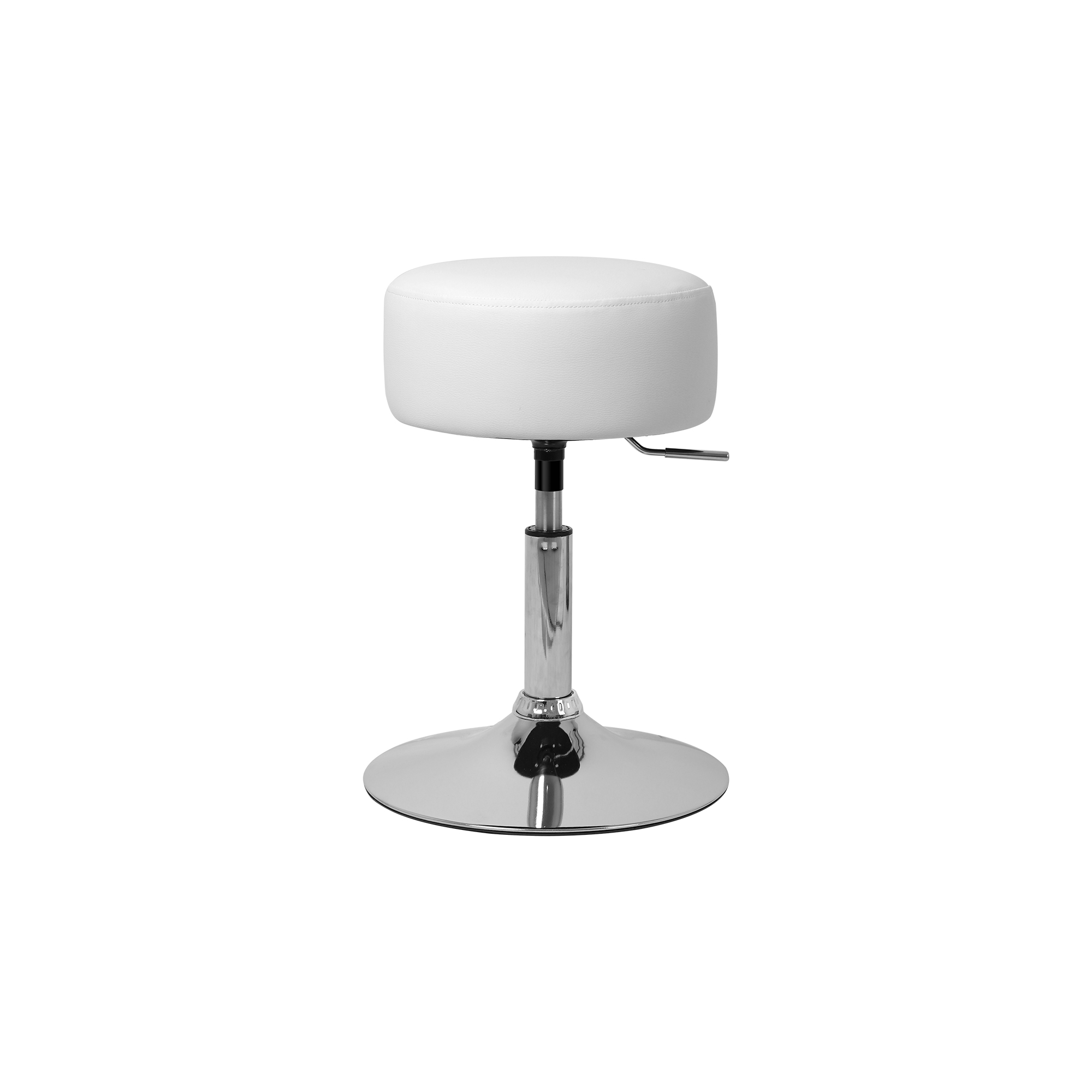 Taburete ø33cm blanco en acero cromado y polipiel ecd germany