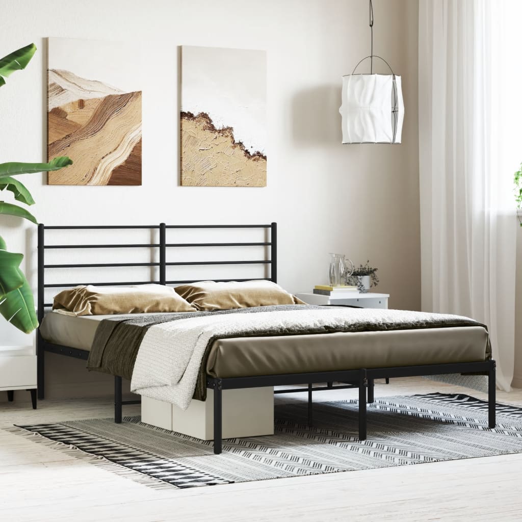Cama sin colchón con cabecero metal negro 140x190 cm es8906