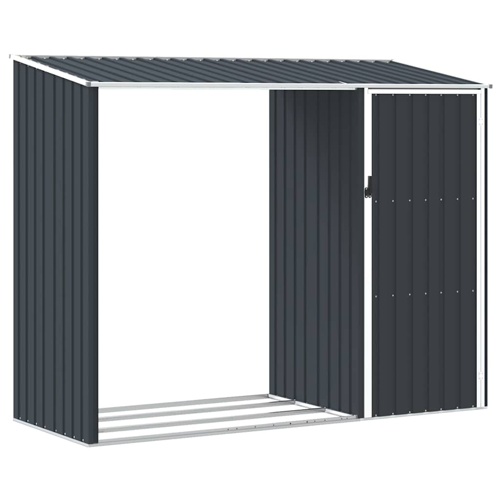 vidaXL cobertizo jardín leña antracita acero galvanizado 245x98x159cm