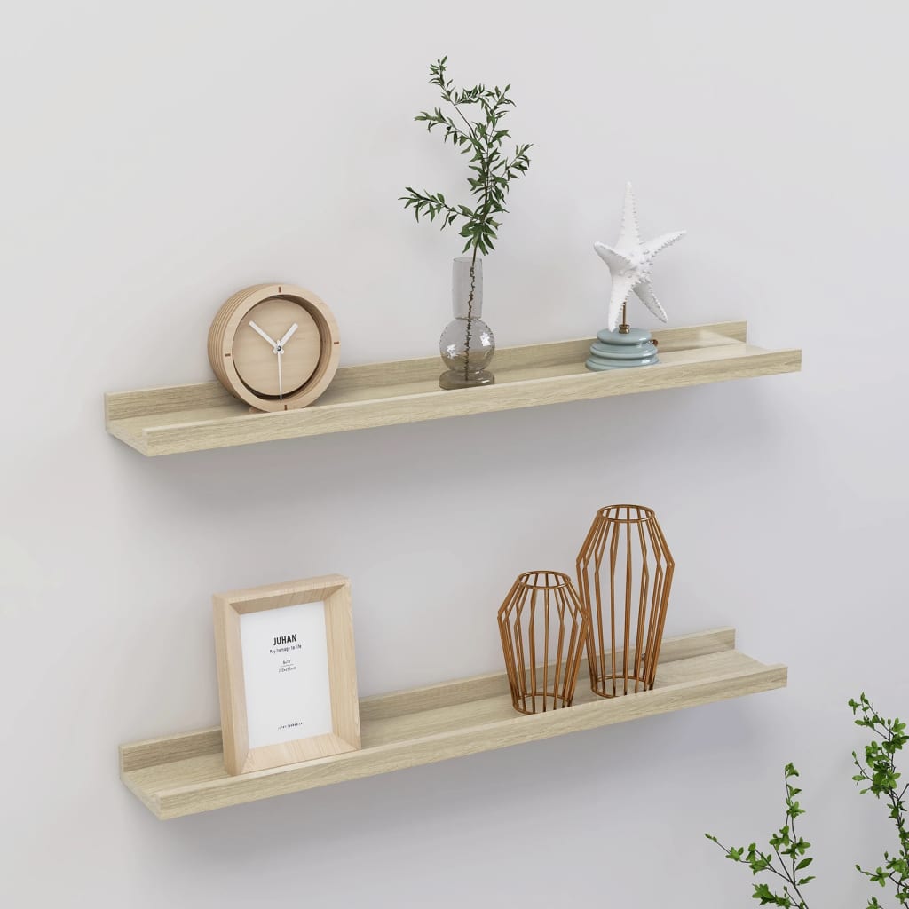 Estantes de pared 2 unidades roble sonoma 60x9x3 cm