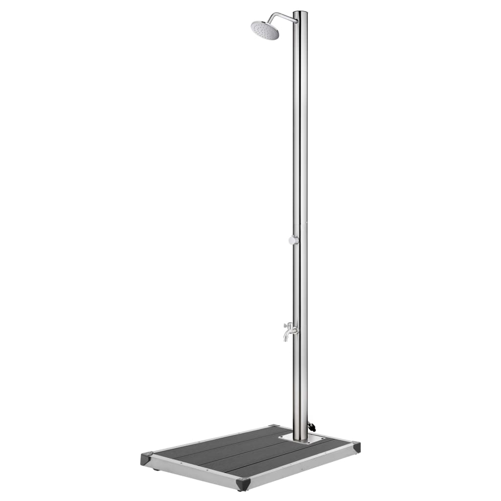 vidaXL ducha de jardín con base gris 220 cm acero inoxidable