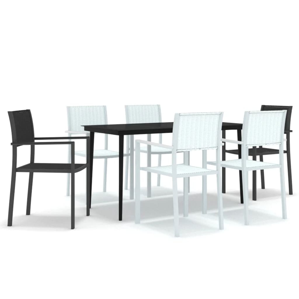 vidaXL juego de comedor para jardín 7 piezas blanco y negro