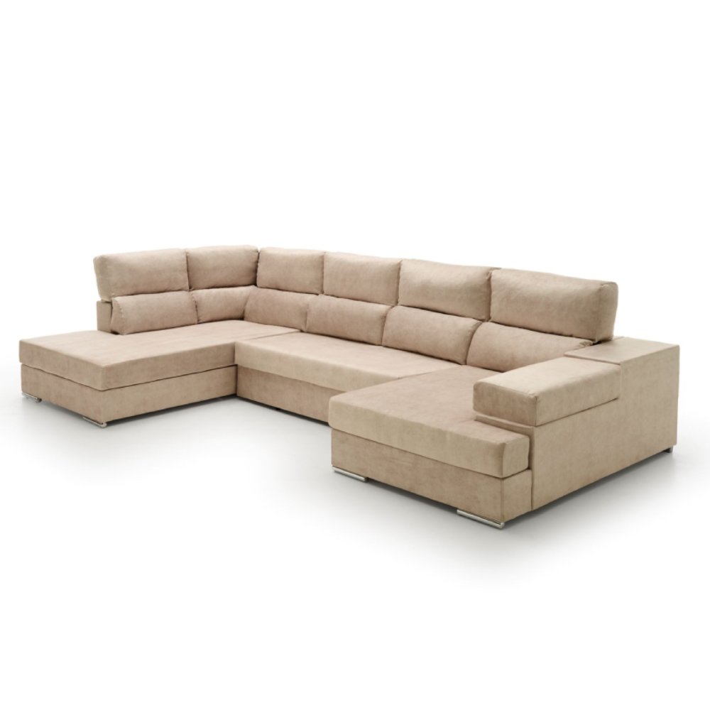Sofa gran chaise longue cama massima diseño beige izquierda
