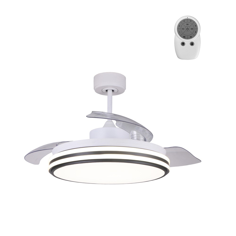Ventilador de techo con luz LED garin con palas retráctiles blanco ø107