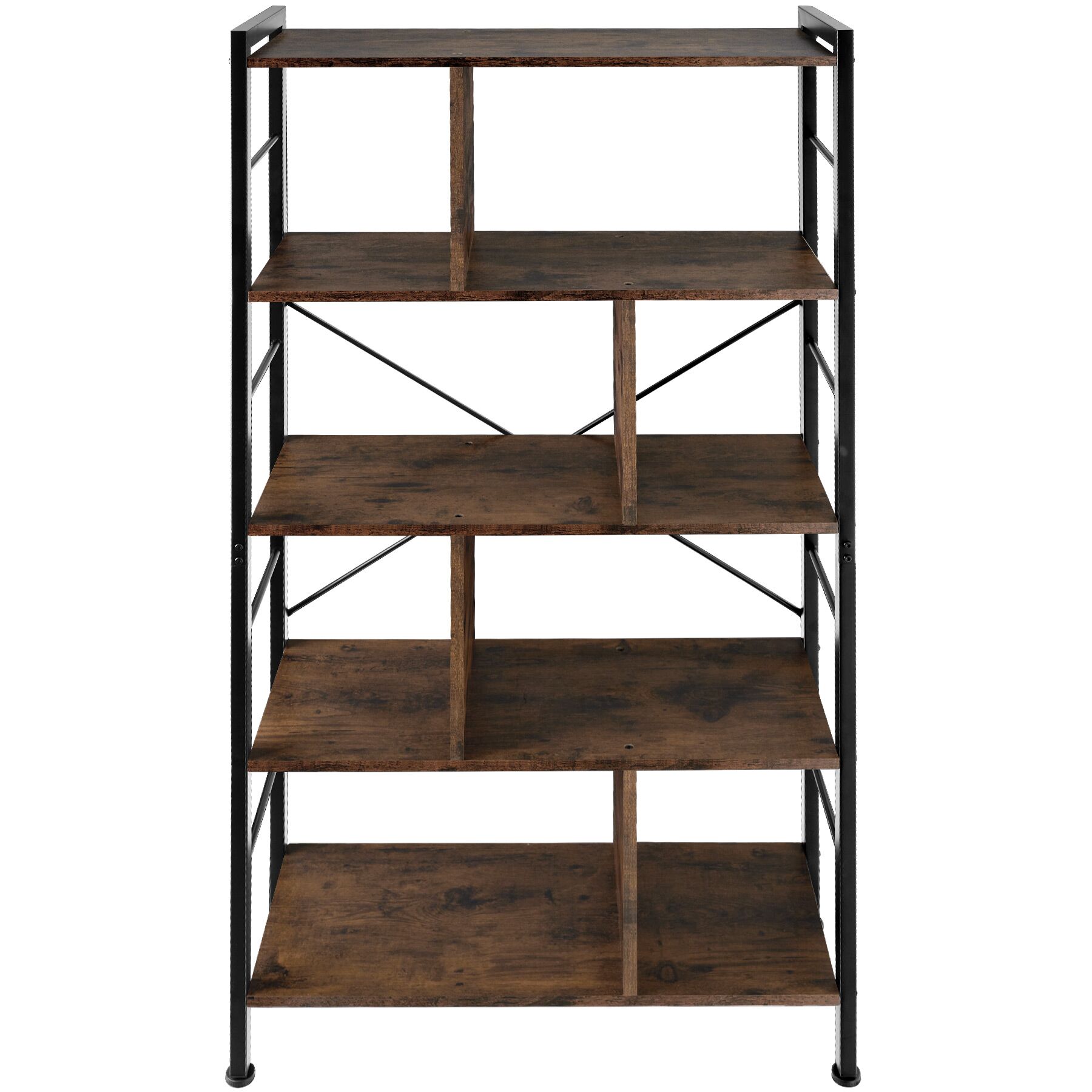 Estantería industrial 4 baldas 8 espacios 75,5x30x155 cm madera oscura
