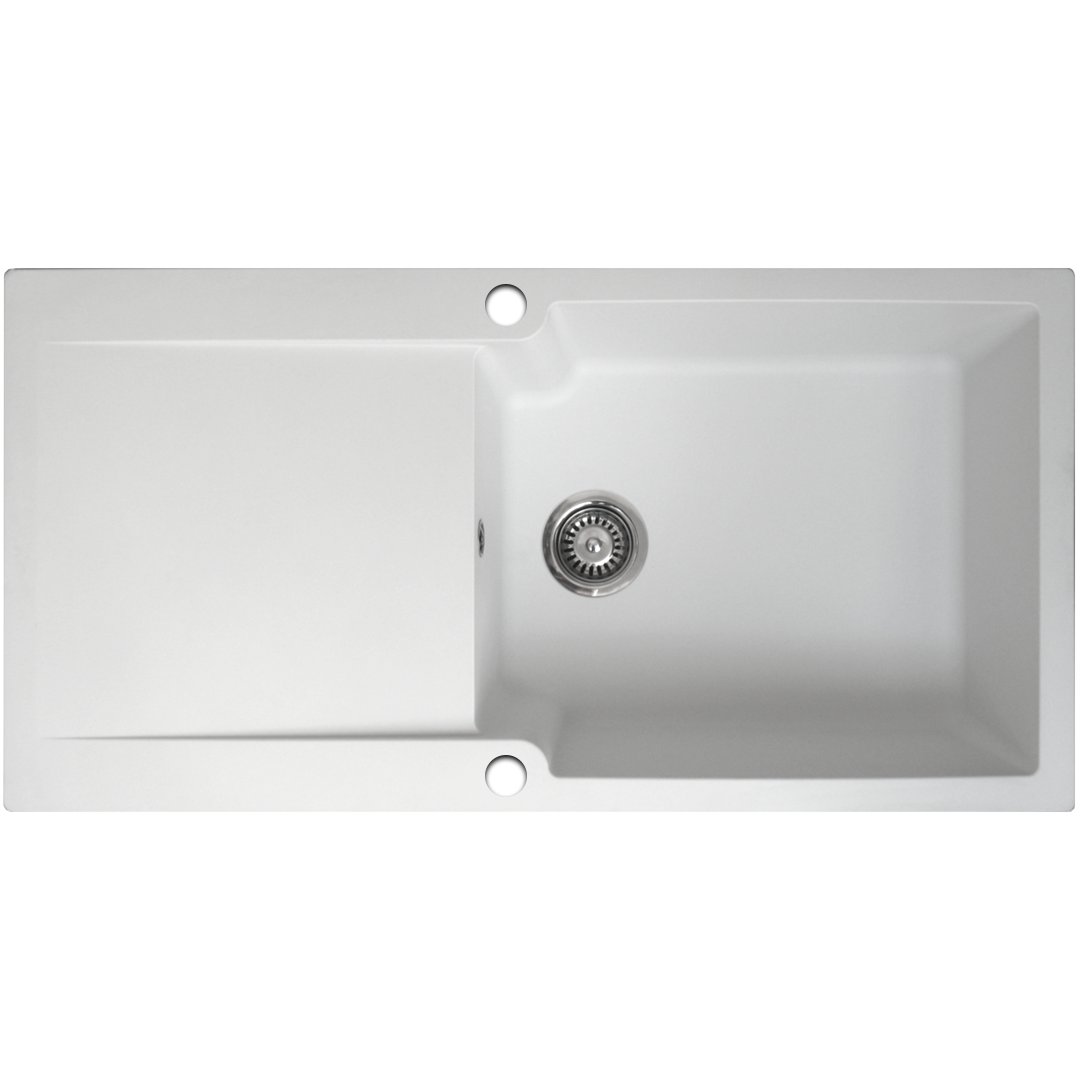 Lisse fregadero reversible 1 cubeta grande 1 escurridor en resina blanca