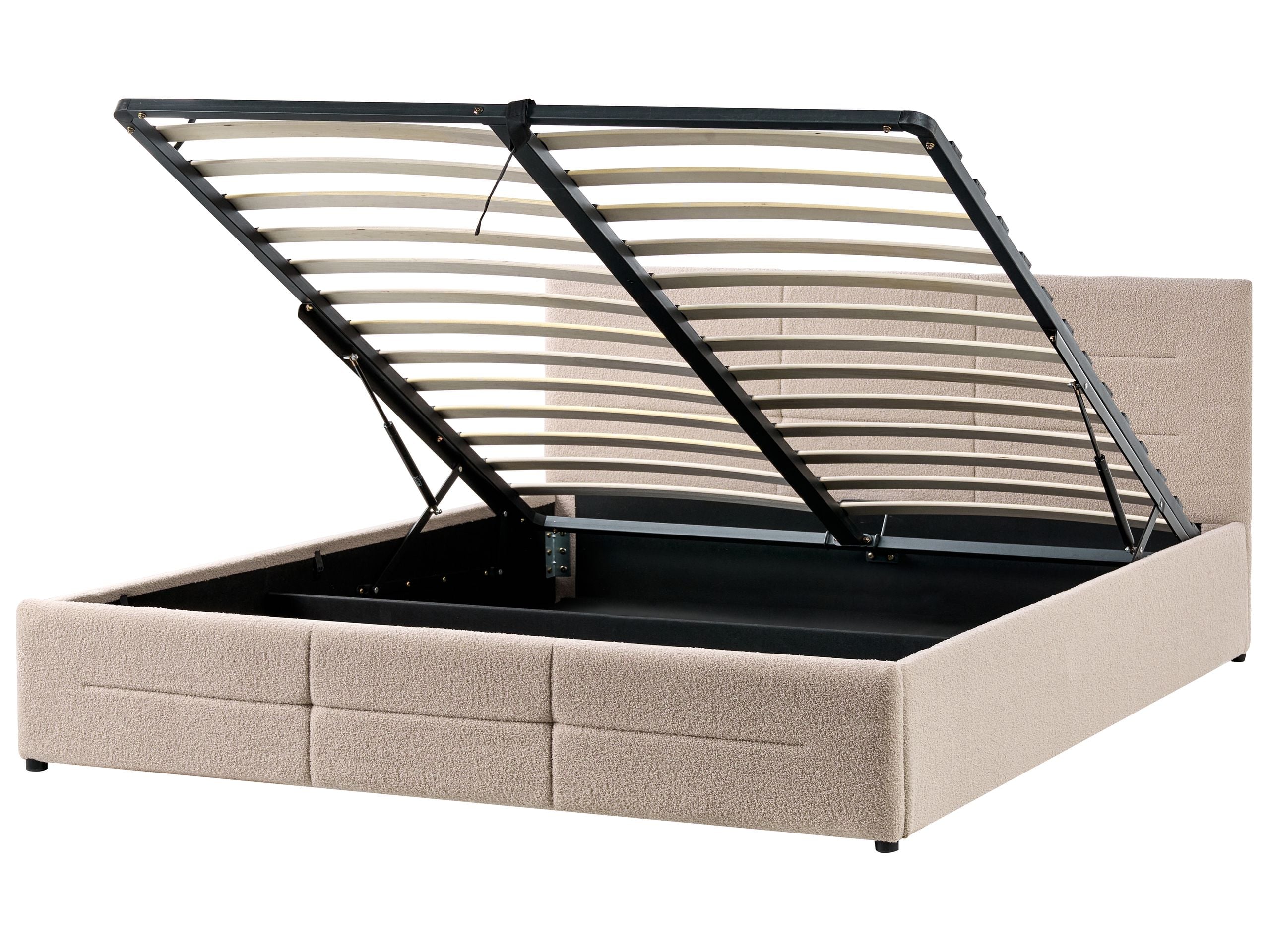 Cama con almacenaje massognes bouclé beige 180 x 200 cm