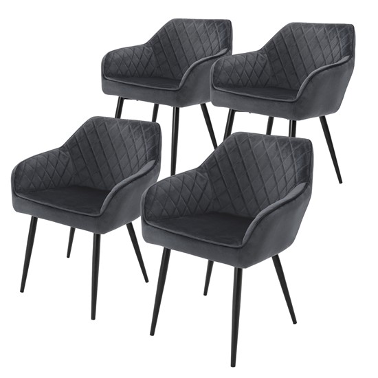 Juego 4 sillas de comedor / salón de terciopelo antracita 80 cm