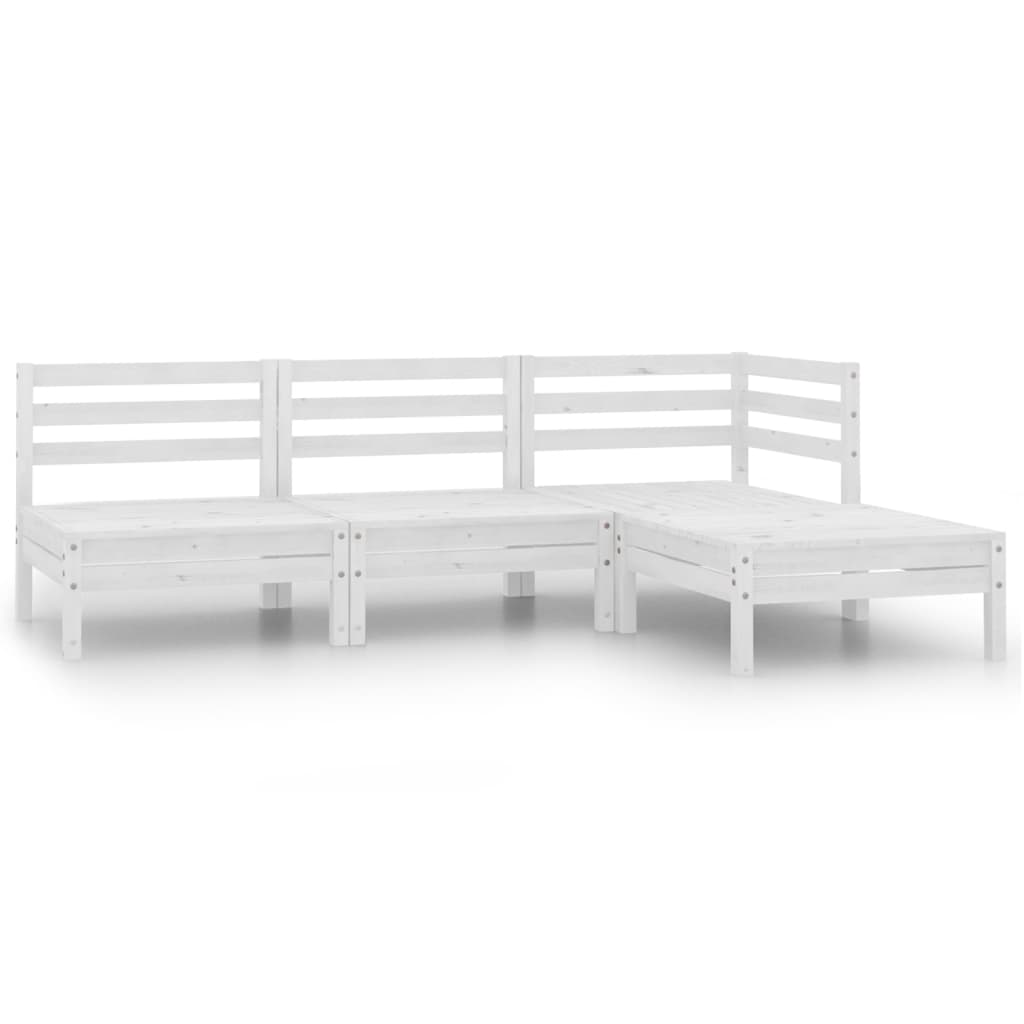 vidaXL conjunto de muebles de jardín 4 pzas madera maciza pino blanco