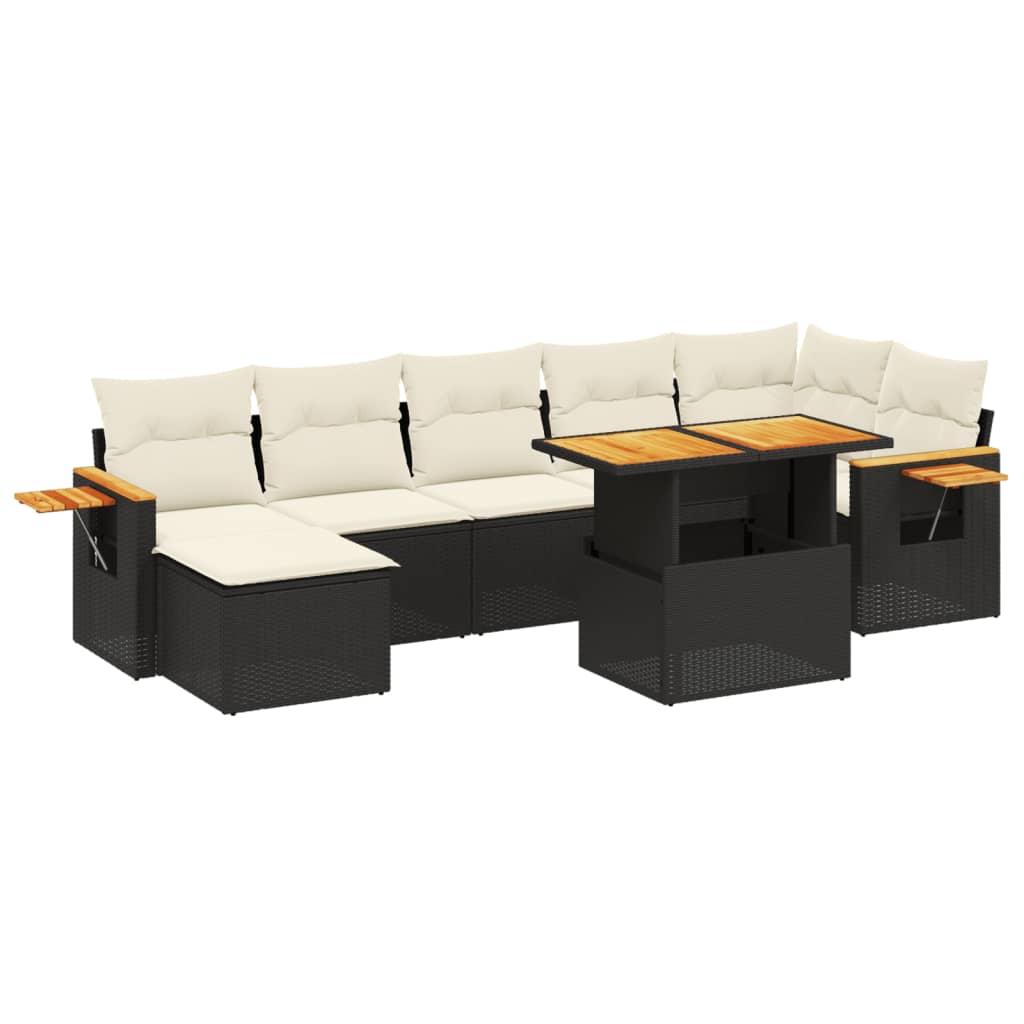 vidaXL set de sofás de jardín 8 piezas y cojines ratán sintético negro