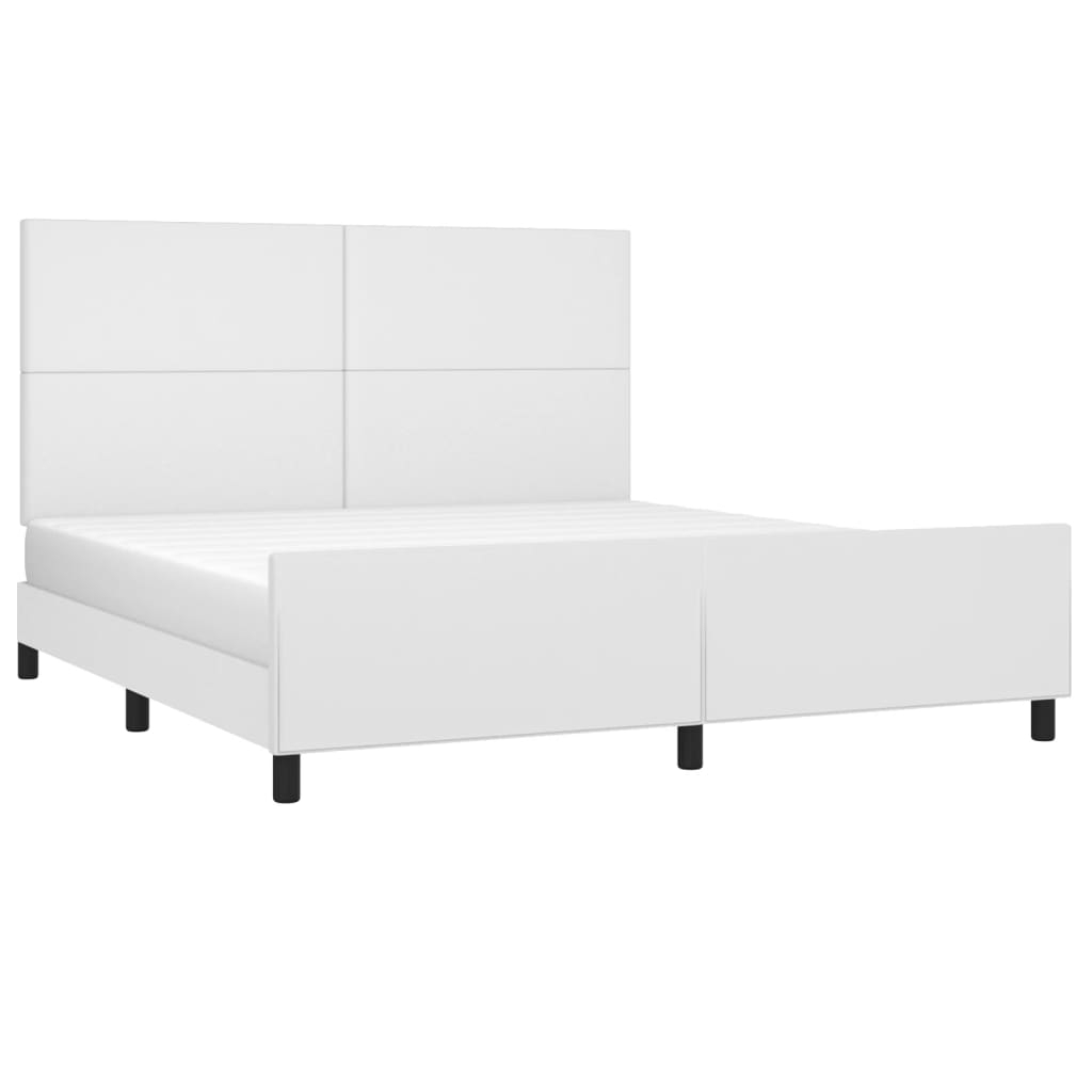 vidaXL estructura de cama cabecero cuero sintético blanco 180x200 cm