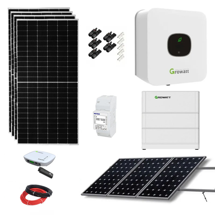 Kit solar fotovoltaica con batería y 8 paneles 3000w 49,50kwh growatt