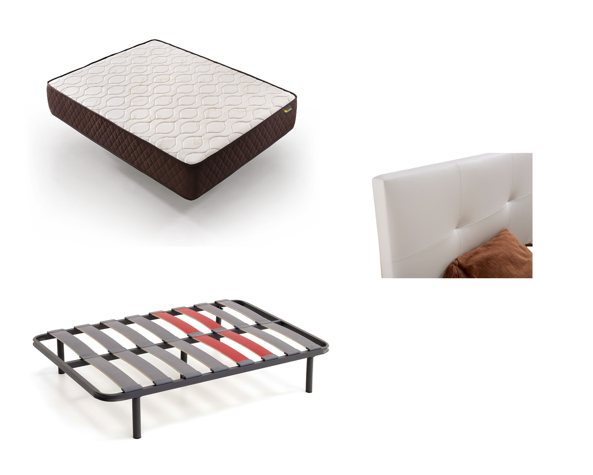 Pack colchón 150x190 y somier y cabecero blanco descansin