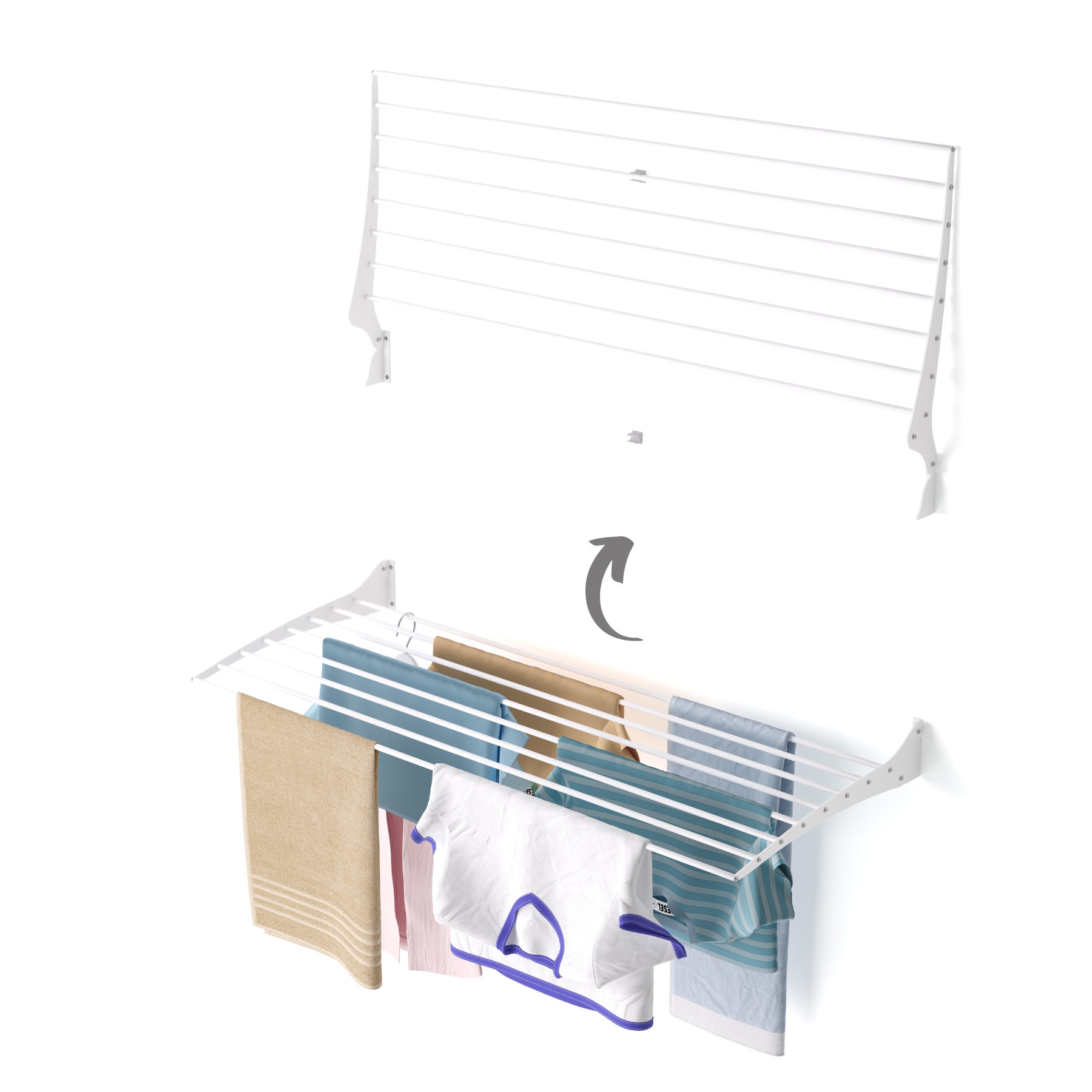 Tendedero pared extensible, 116 cm, foxydry fold, blanco