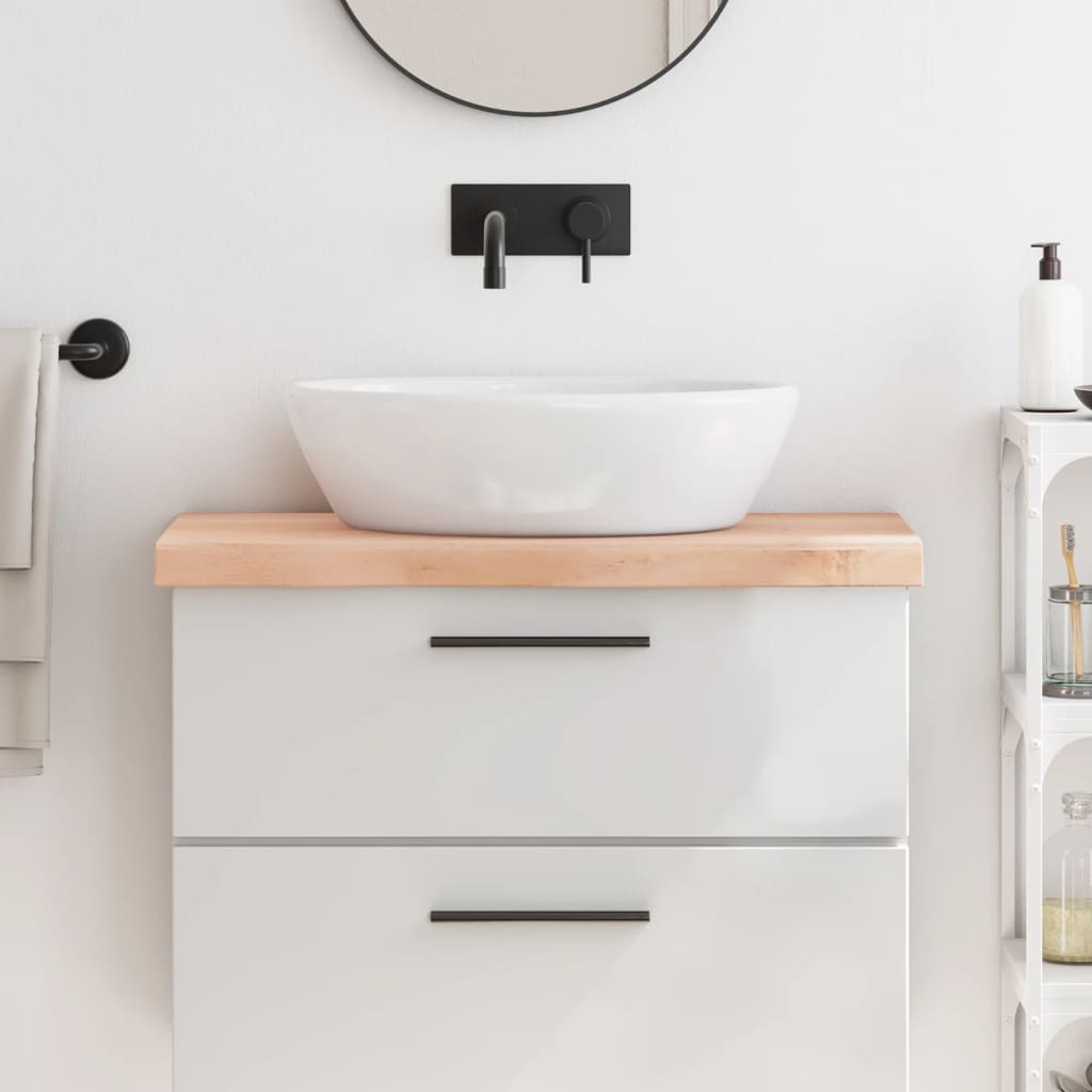 Encimera de baño madera maciza sin tratar 80x40x(2-6) cm eerf4425