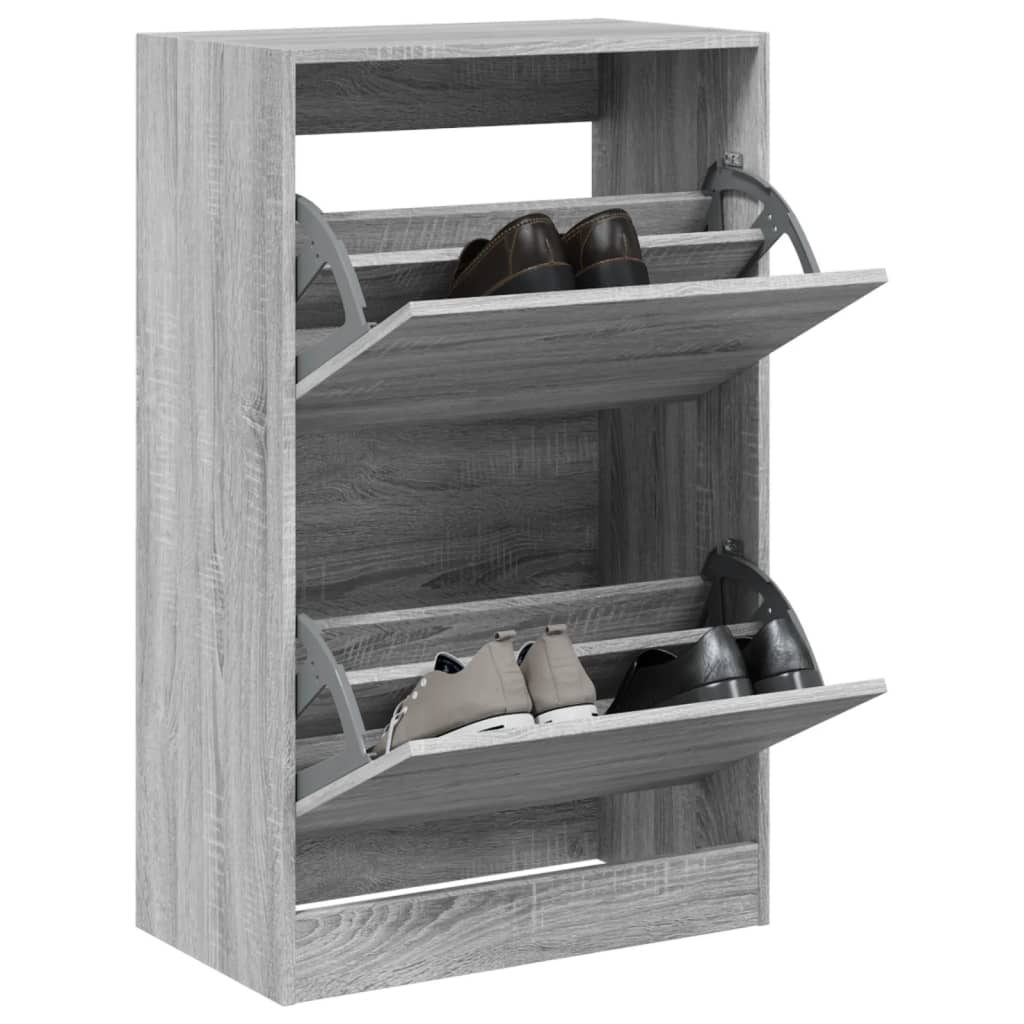 Zapatero de madera de ingeniería gris sonoma 60x34x96,5 cm