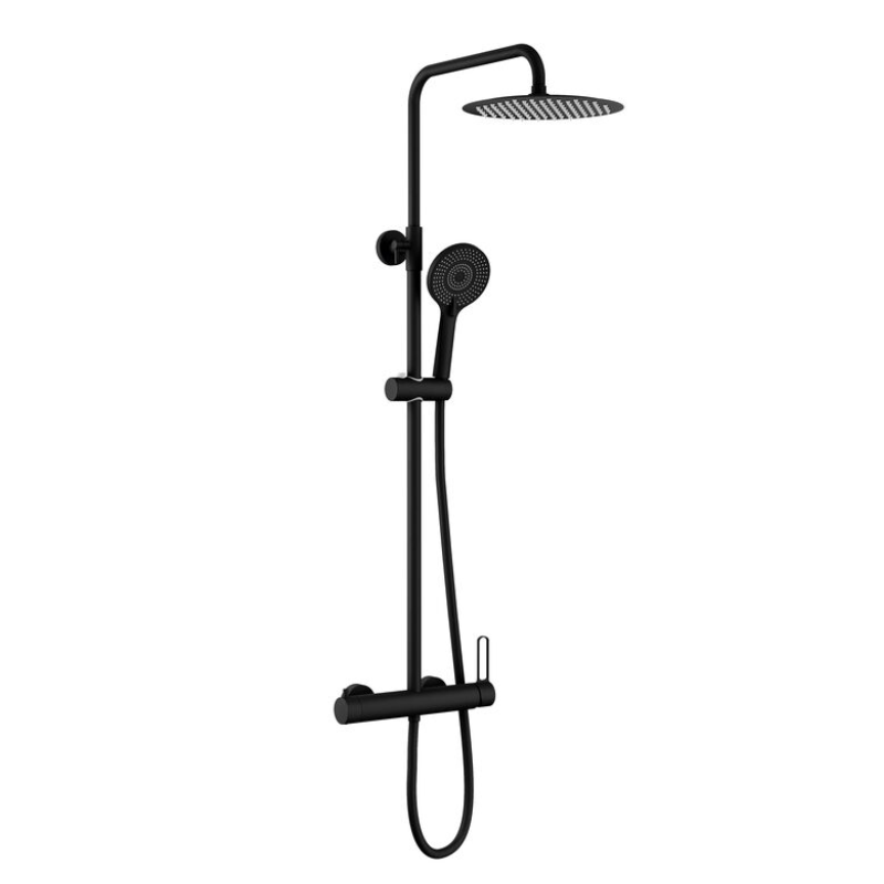 Conjunto de ducha monomando inverter dior redondo negro 90-140cm antical