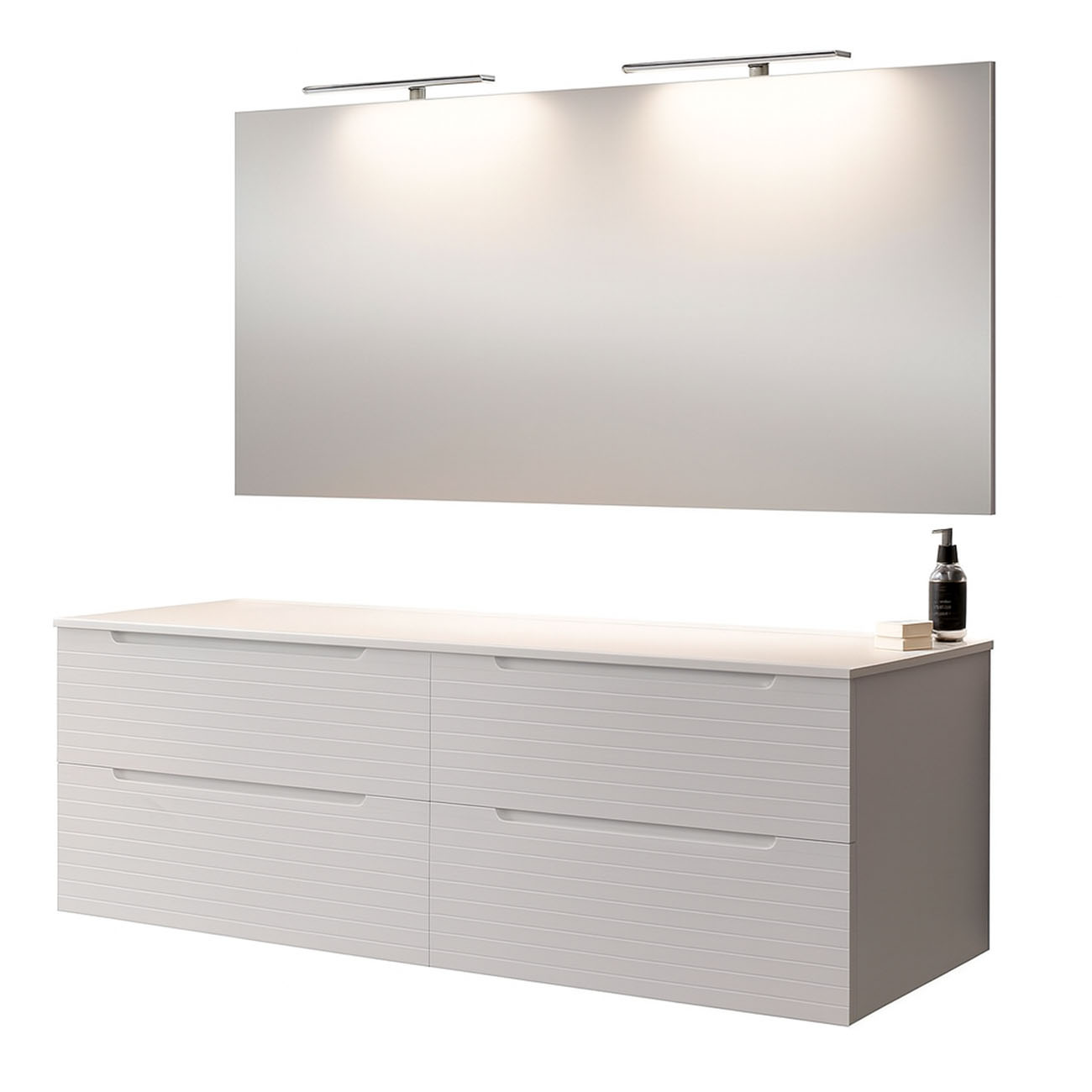 Móveis banho completo LED, boreal 120x45 cm branco mate 2 gavetas suspensas